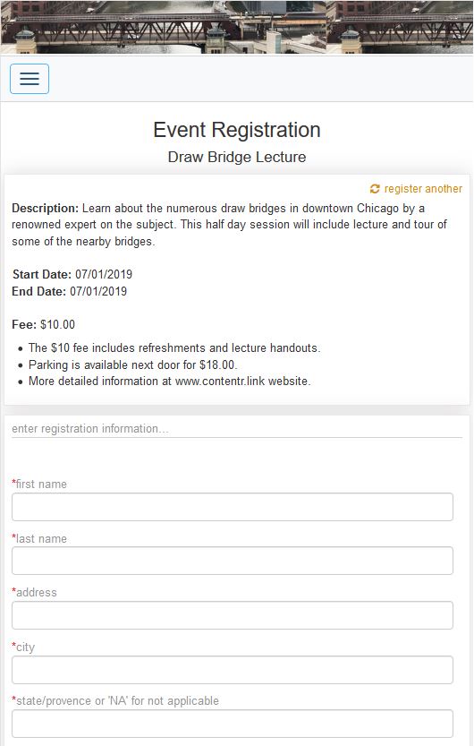 This is an event registration page